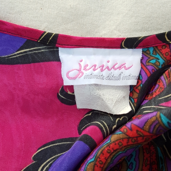 Vtg Silky Paisley Lingerie Slip Set - Picture 7 of 7